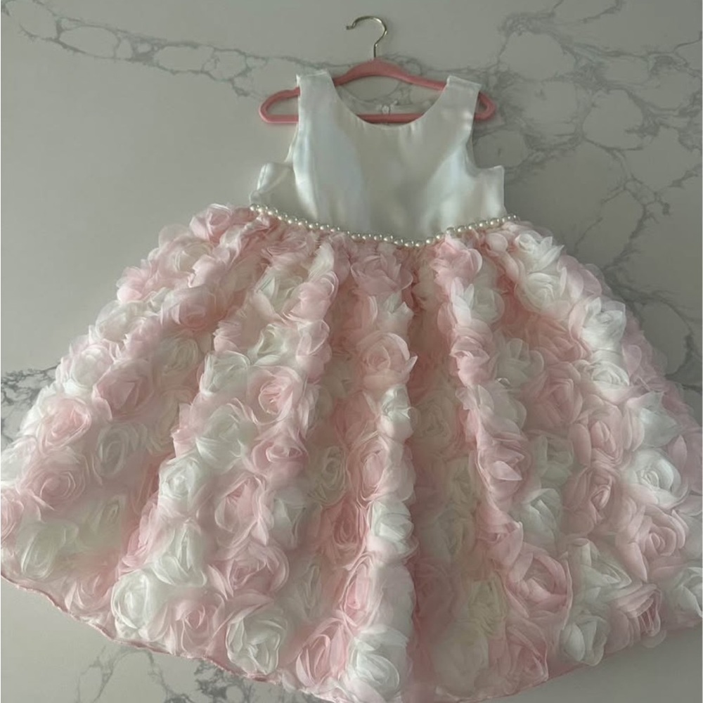 Elegant Pink and White Kids Dress